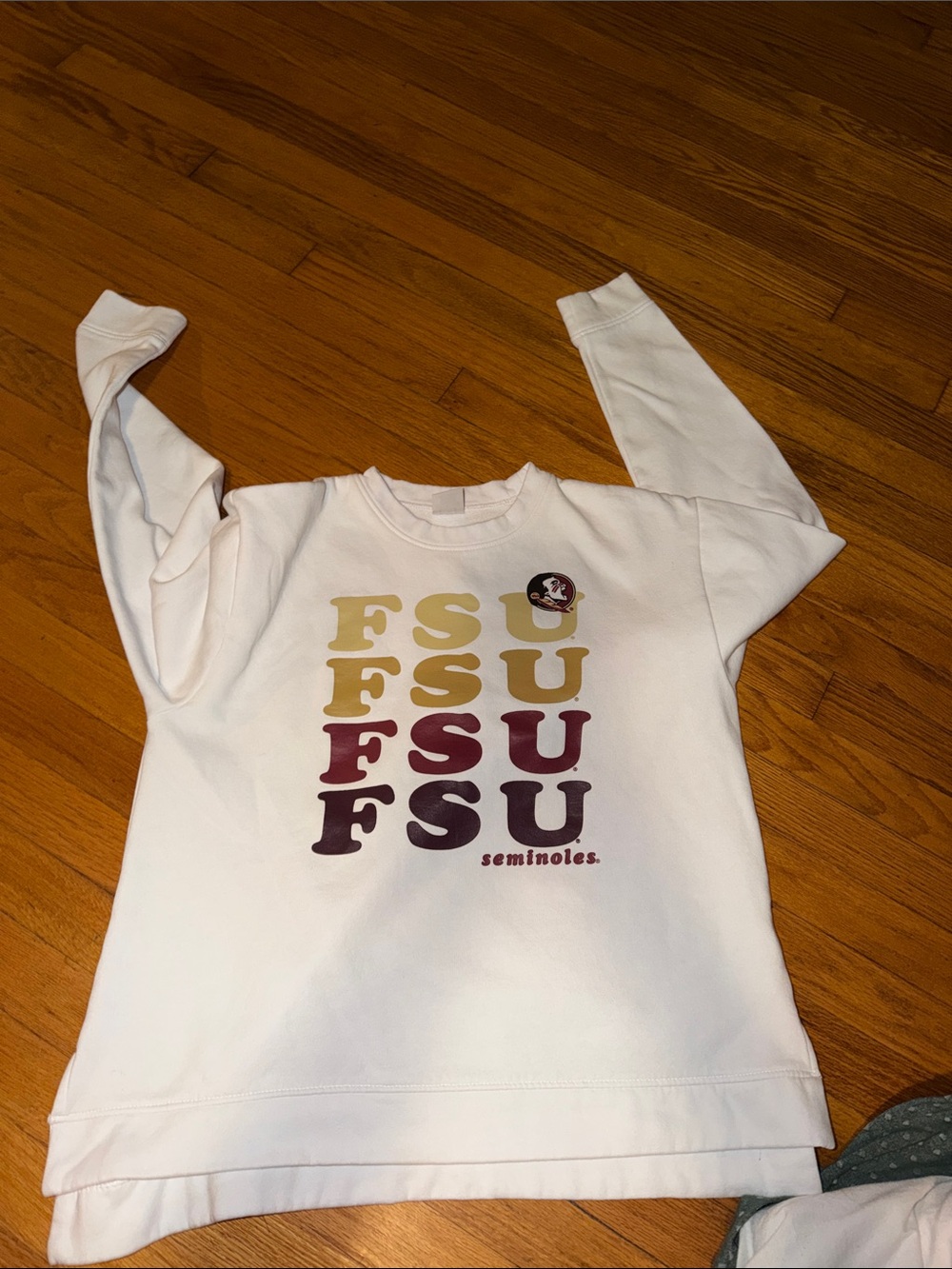Florida State Seminoles White FSU Graphic Crewneck Sweatshirt like new size Larg